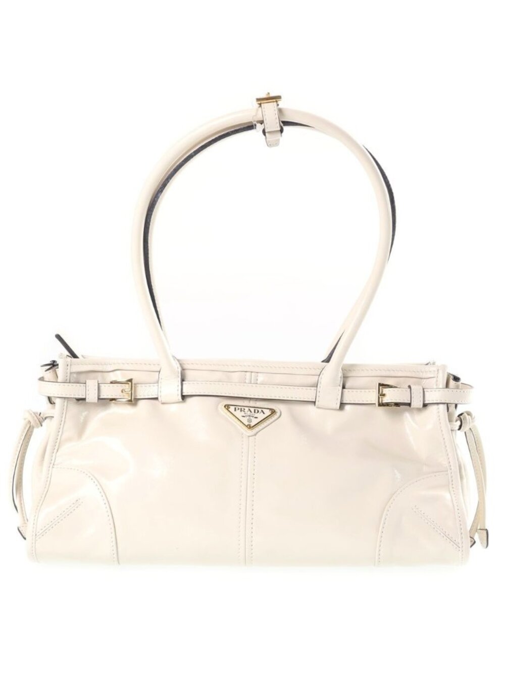 Prada Bonnie Medium 2-Way Shoulder Bag White Leather Gold